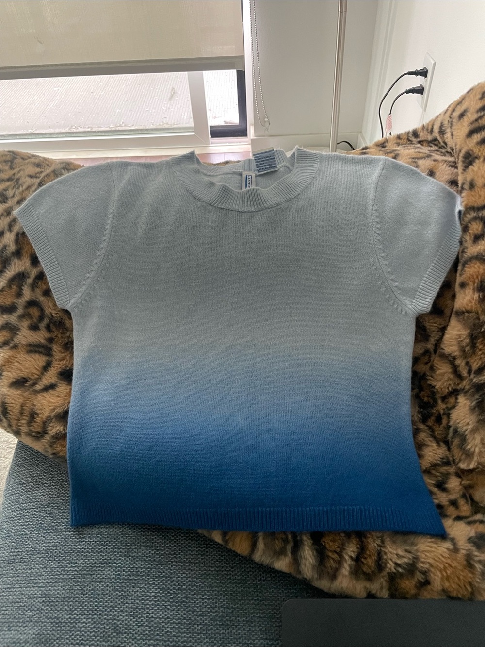 Blue Ombre Short Sleeve Sweater